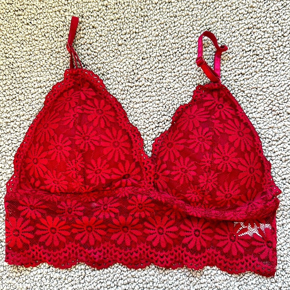 Red lace bralette